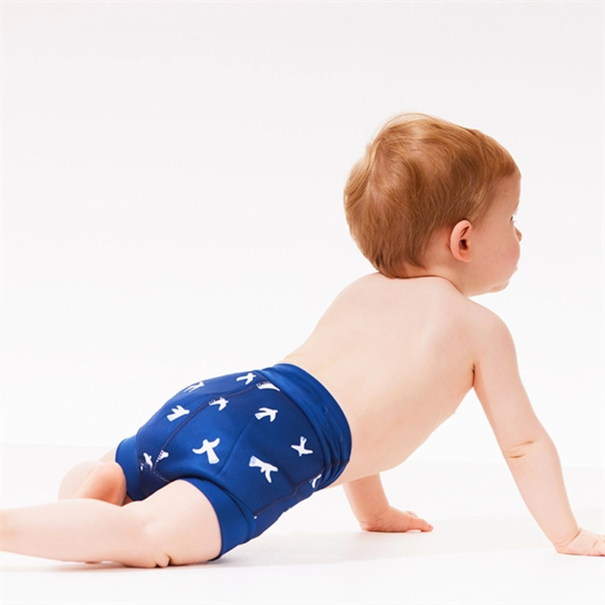 One-Shoulder Splash About Happy Nappy White Birds