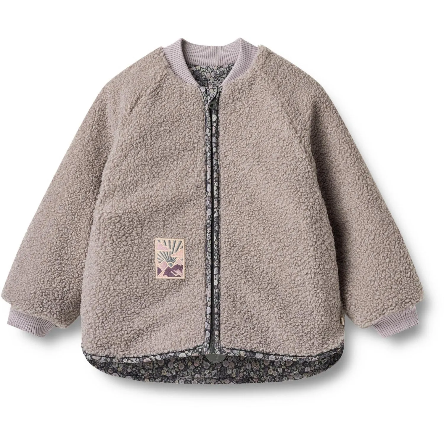 Button-front Roll-Up-Sleeve Wheat Black Sea Flowers Reversible Thermo Jacket Lake