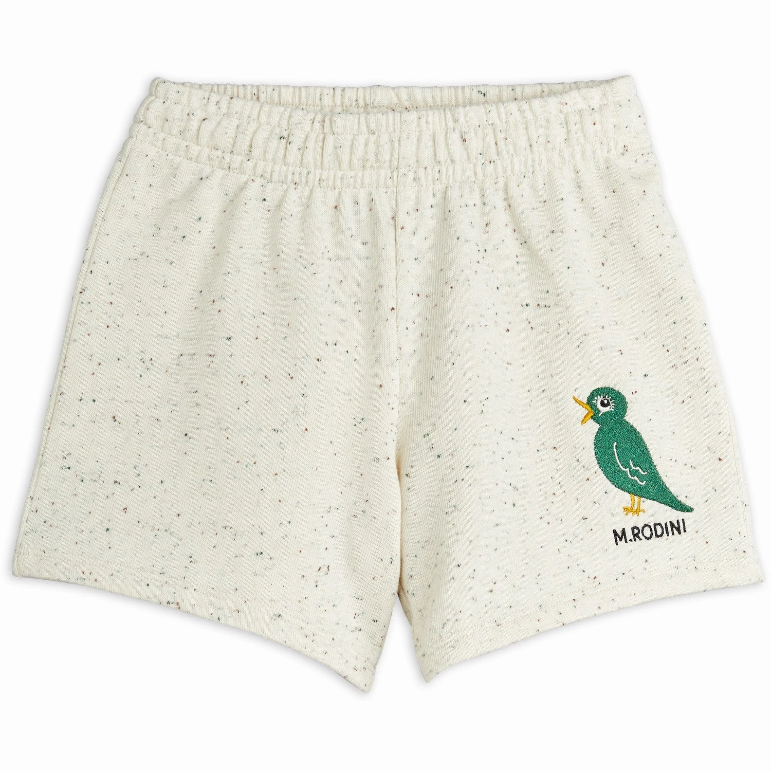 Mini Rodini Offwhite Bird Emb Neps Sweatshorts Water Repellent Finish