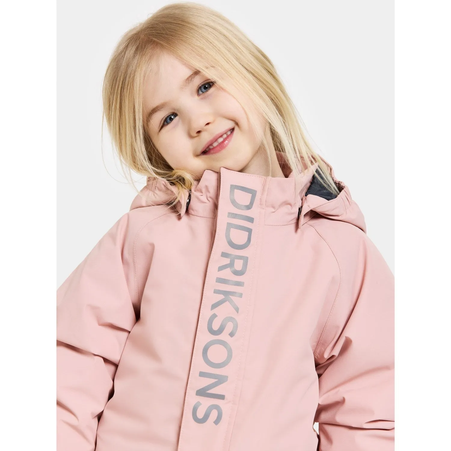 Didriksons Dusty Pink Talvi Kids Coverall Mesh-Sleeve Raw-Hem