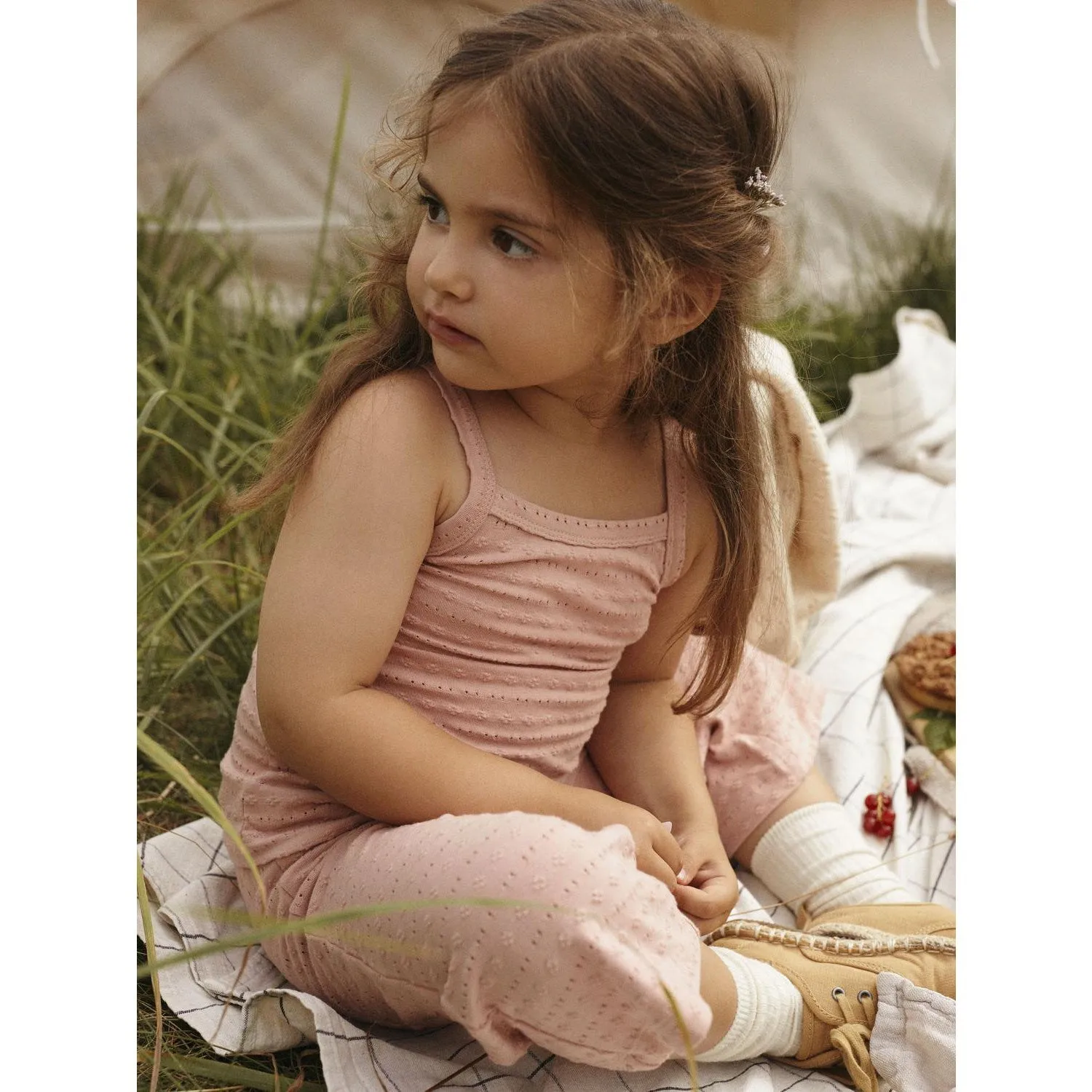 Budget Friendly Lil'Atelier Misty Rose Jamla Loose Strap Top