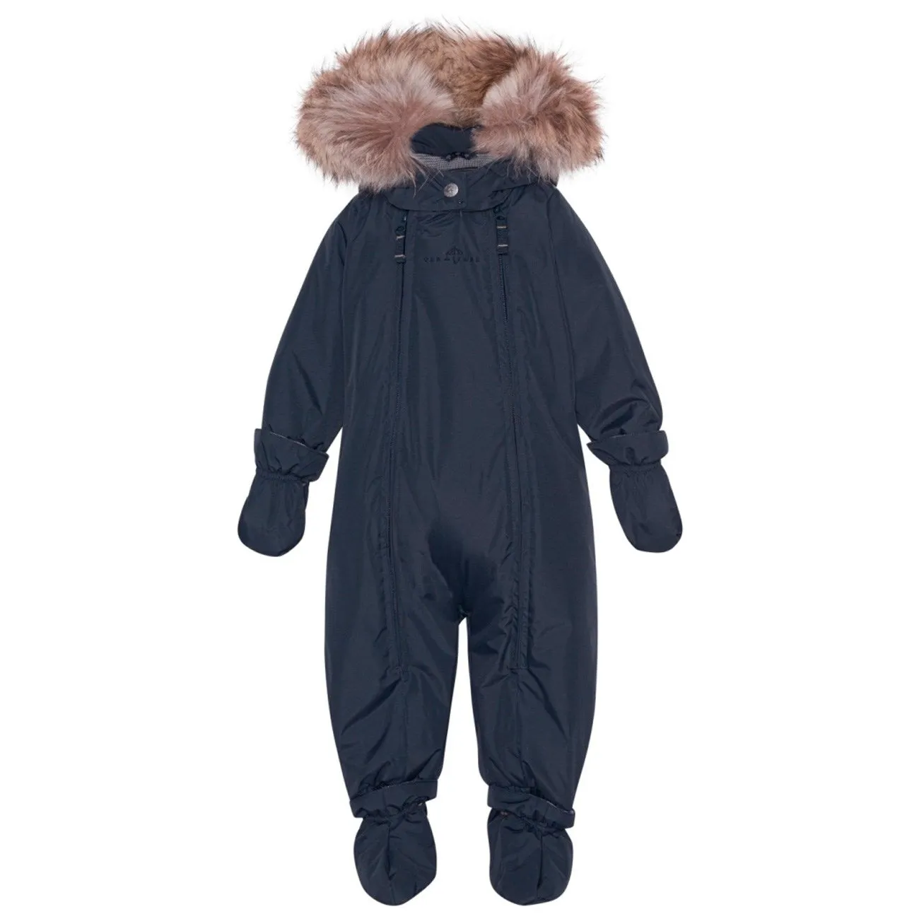 Contrast-Piping Skin-friendly Ver De Terre Baby Wintersuit W/fur