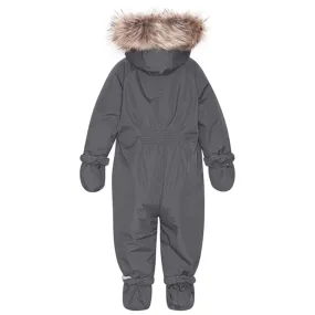 Ver de Terre Baby Flyverdragt m. Pels Anthracite Tie-Detail Straight-Hem