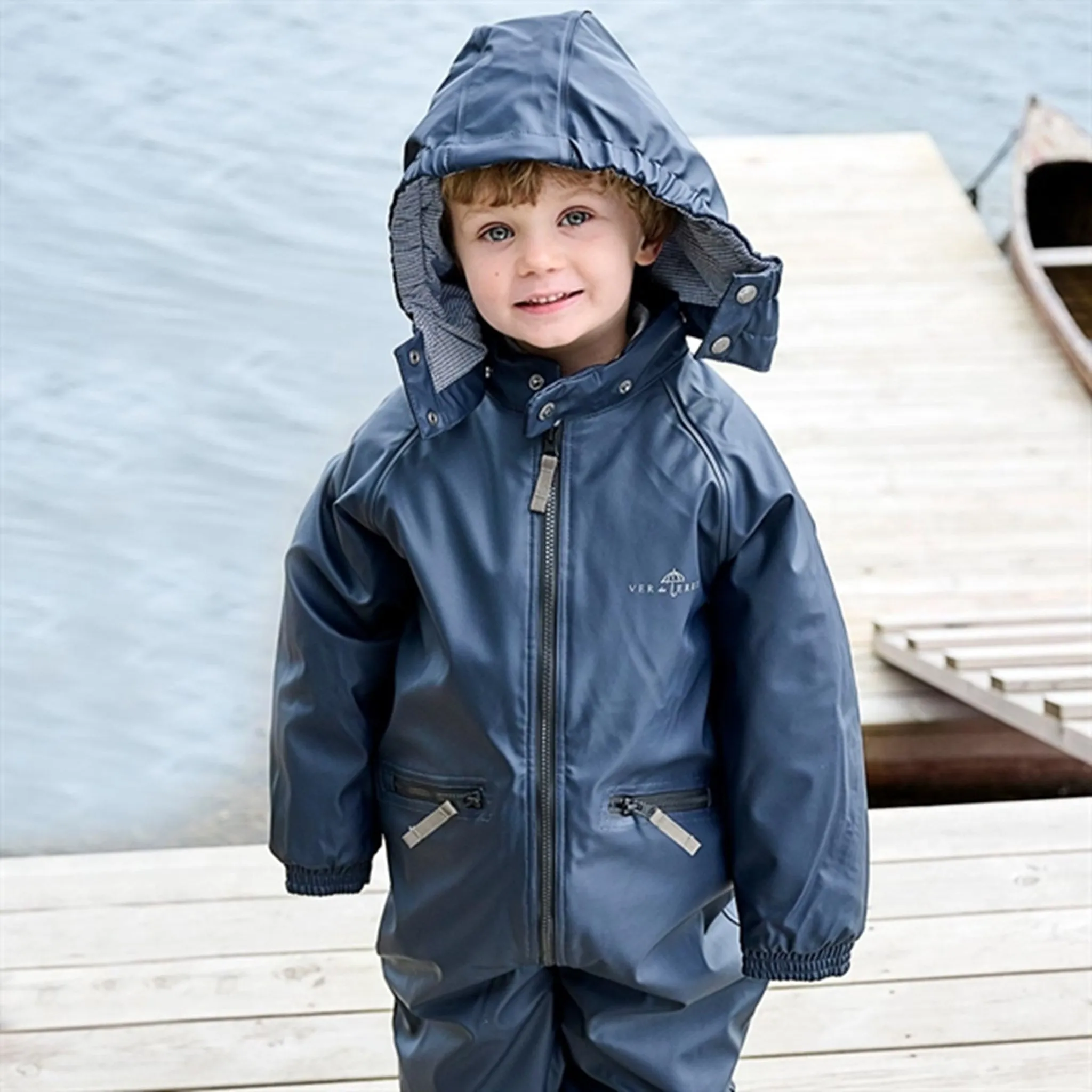 Ver de Terre Gummi Flyverdragt Navy Shirred-Detail Summer-Season