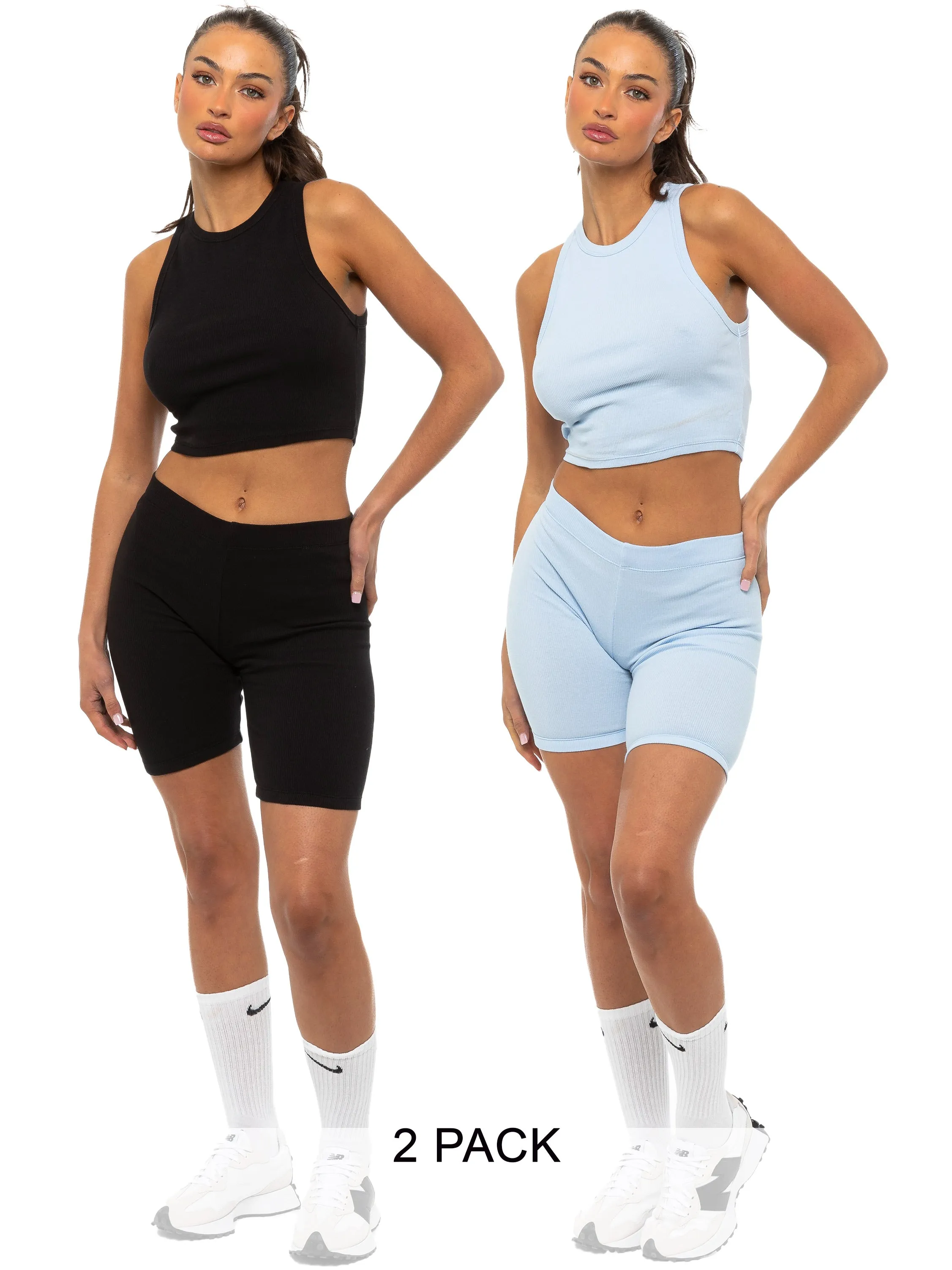 Enzo | Womens Ribbed Vest and Shorts 2 Pack detergent photoshoot