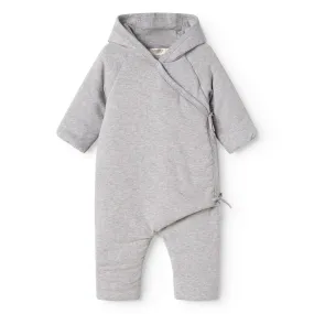 Lace-Edge MarMar Modal New Born Light Grey Melange Rex Stroller Suit