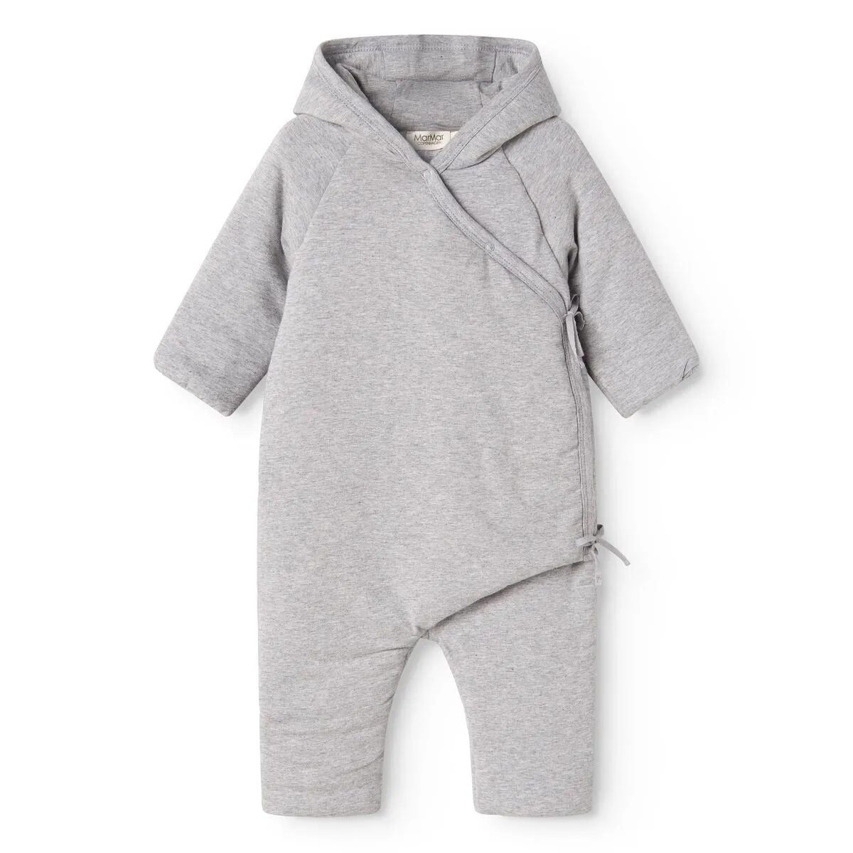 Lace-Edge MarMar Modal New Born Light Grey Melange Rex Stroller Suit