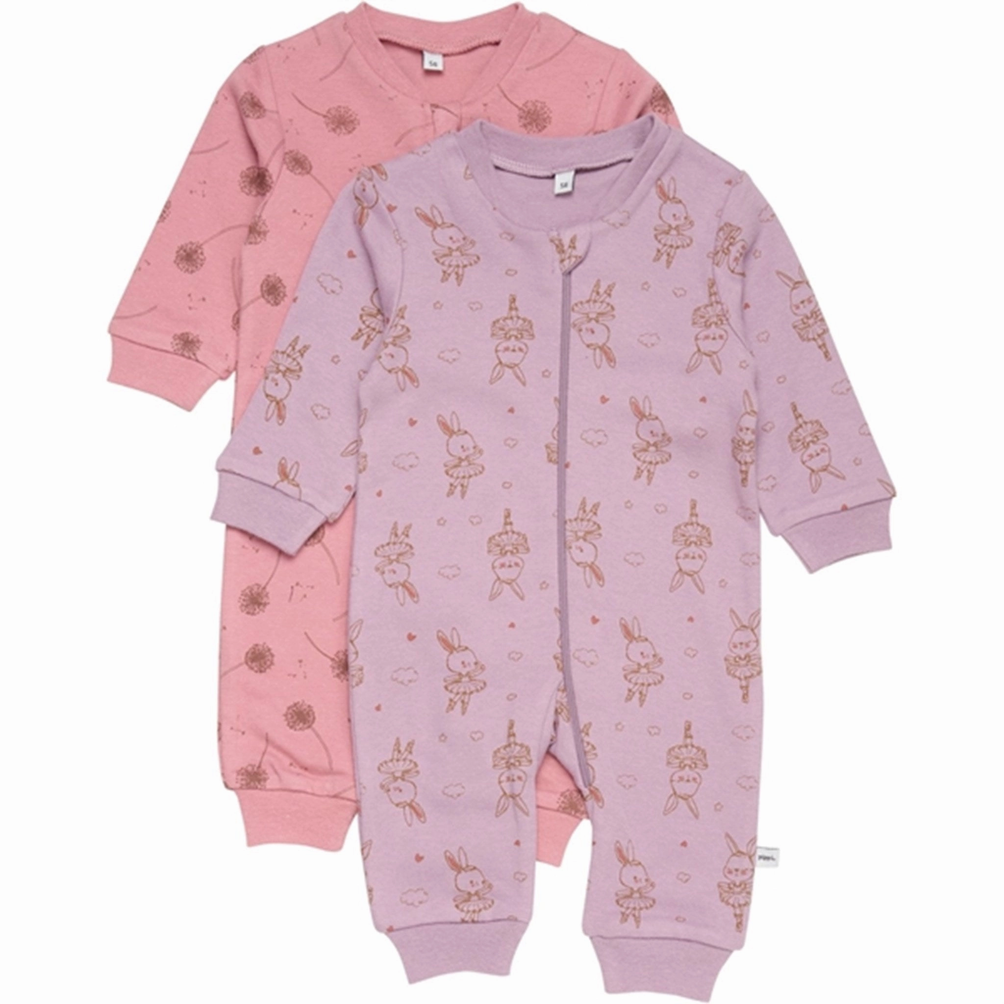Urban Stylish Pippi Nightsuit with Zipper 2-pack Dusty Rose