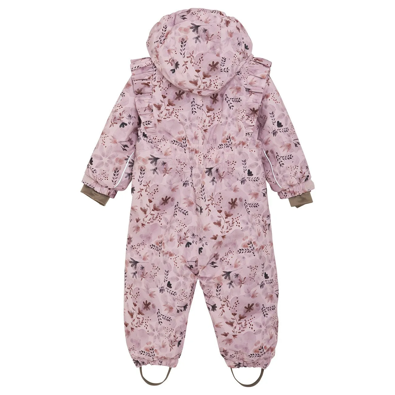 Split-Sleeve Front-Slit En Fant Burnished Lilac Baby Snowsuit w. Ruffles