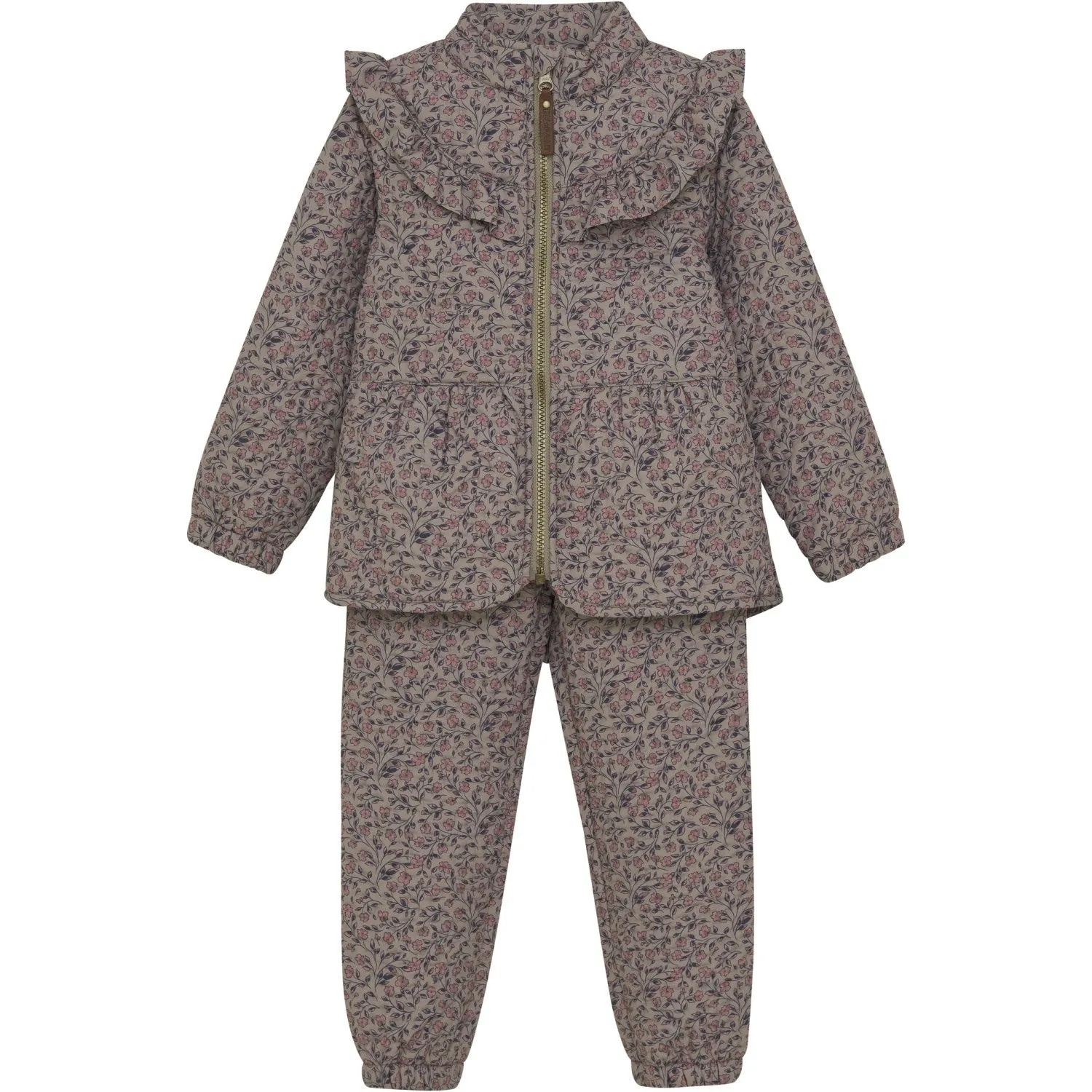 Front-Slit Bohemian-Style En Fant Fungi Thermal Set W. Frills, Aop