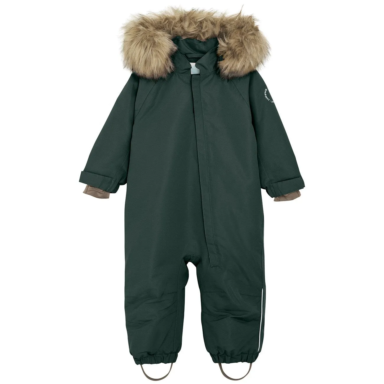 Curved-Hem Open-back En Fant Green Gables Baby Snowsuit m. Fake Fur