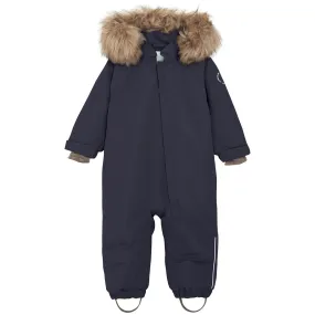 Tailored-fit Pleated-Texture En Fant Parisian Night Baby Snowsuit m. Fake Fur
