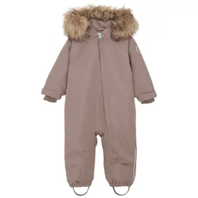 Vintage-inspired shirt Striped-Pattern En Fant Pine Bark Baby Snowsuit m. Fake Fur