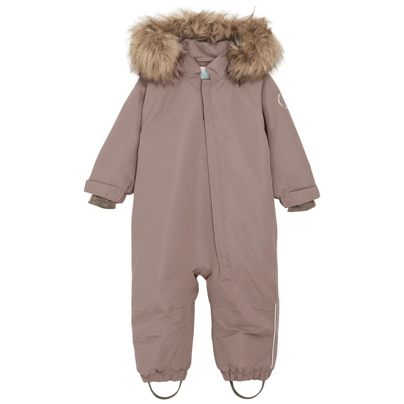 Roll-Up-Sleeve En Fant Pine Bark Baby Snowsuit m. Fake Fur