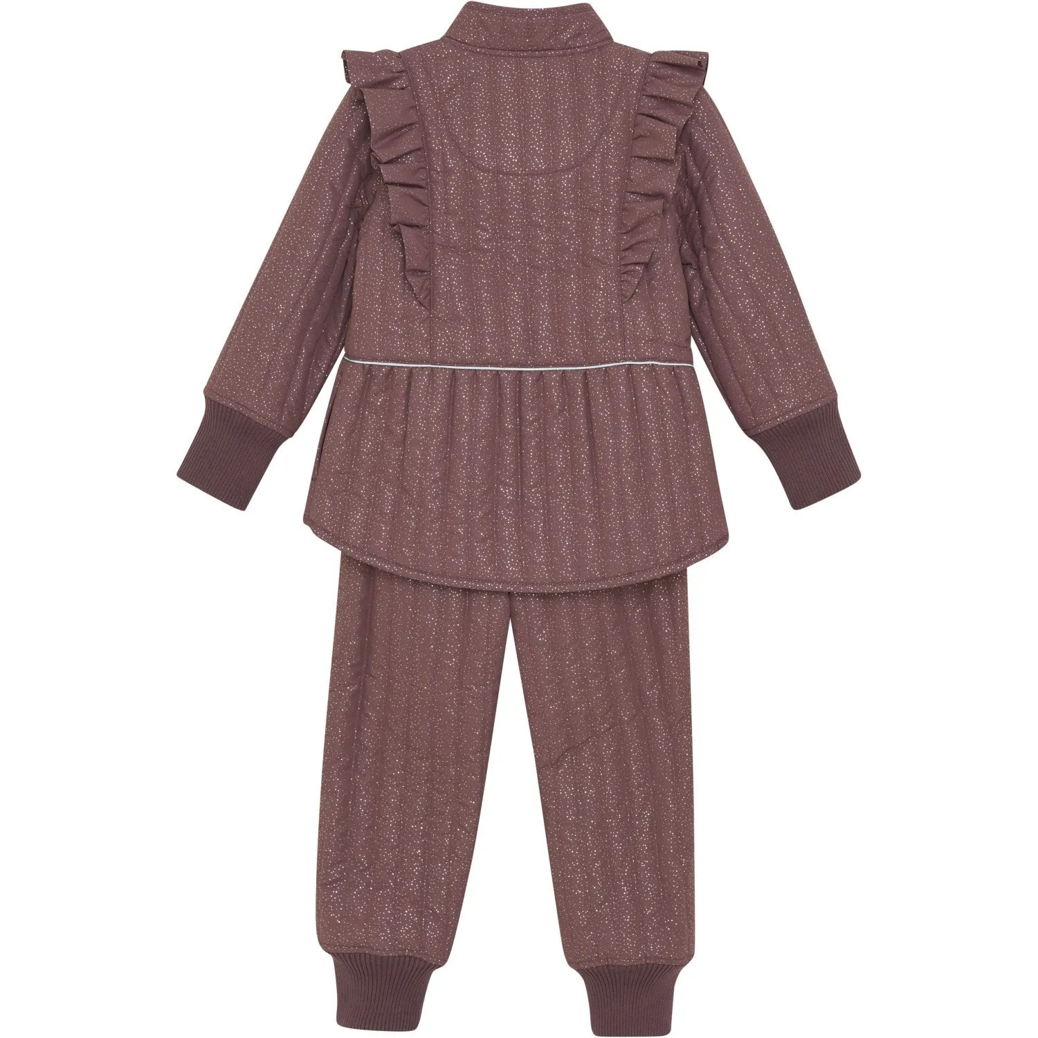 Smocked-Detail En Fant Rose Taupe Thermal Set W.Glitter
