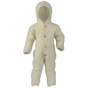 Engel Hooded Overall w. Buttons Natural Solid-color