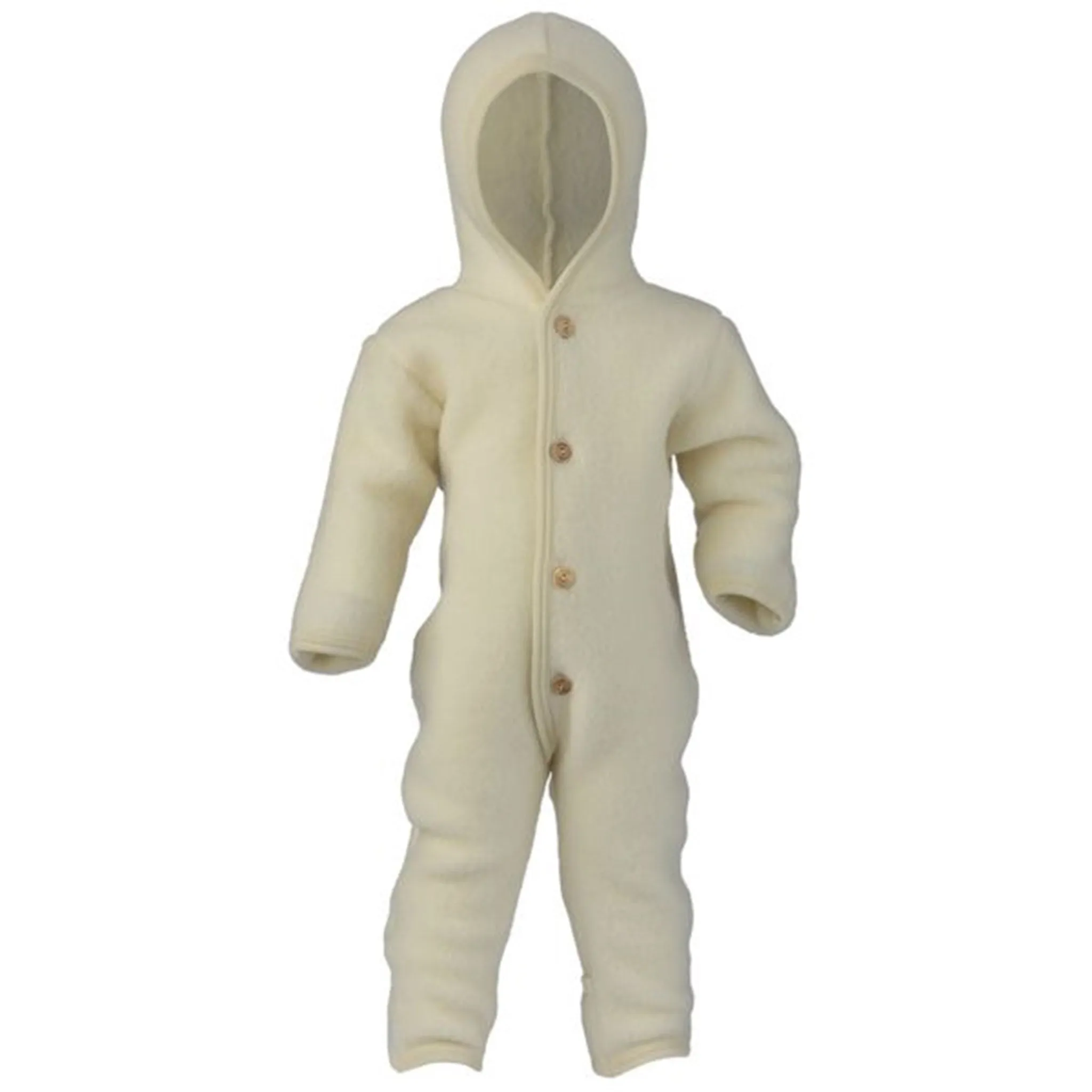 Engel Hooded Overall w. Buttons Natural Solid-color