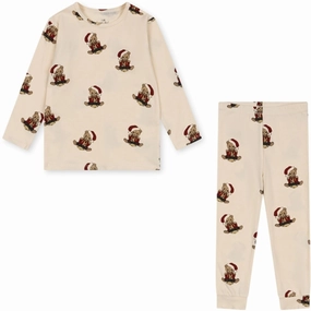 Konges Sl?jd Christmas Teddy Basic Blouse/Pants Set NaturalFiberBlend