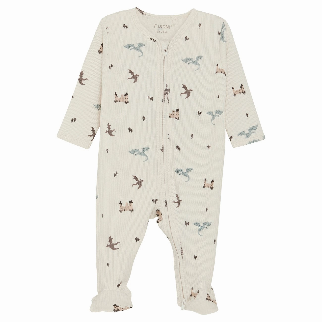 FIXONI Silver Blue Nightsuit Ls W. Feet Rib Urban Charming Party Stylish