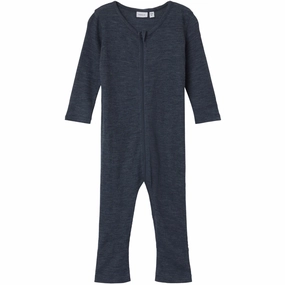Name It Ombre Blue Wossa Wool/Silk Rib Nightsuit Minimal Vacation Simple Neutral
