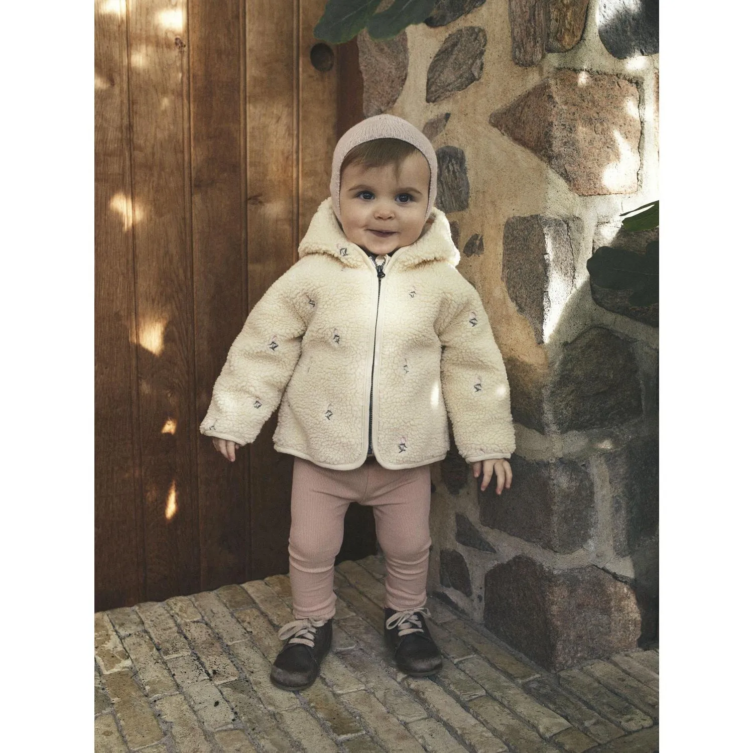 Lil'Atelier Bleached Sand Nalo Loose Sherpa Jacket Keep Light Padding