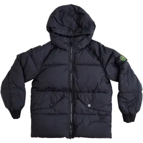 Crystal-Detail Stone Island Black Real Down Jacket
