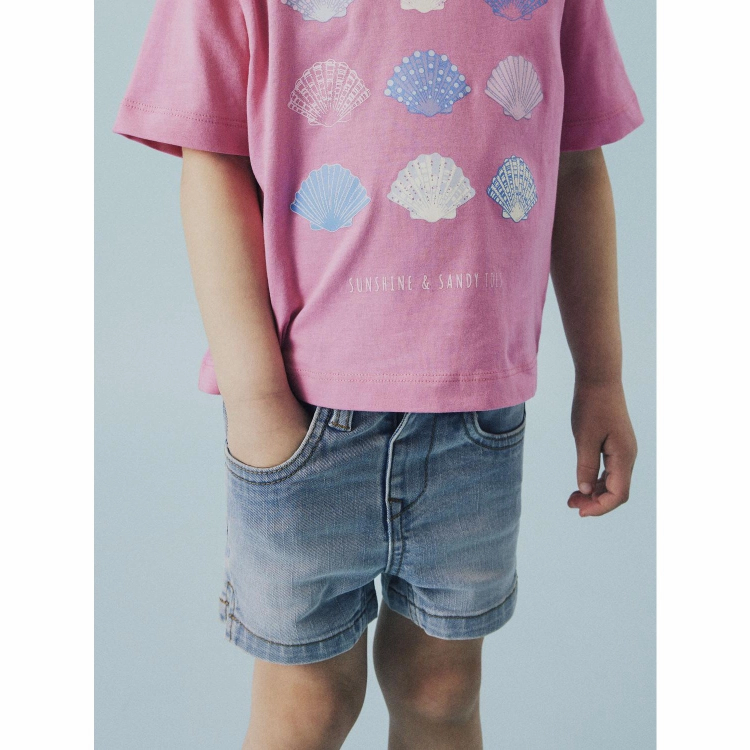 LaserCutEdging Quick Release Closure Name It Light Blue Denim Nmfsalli Slim Dnm Shorts 3398-Ic Tb