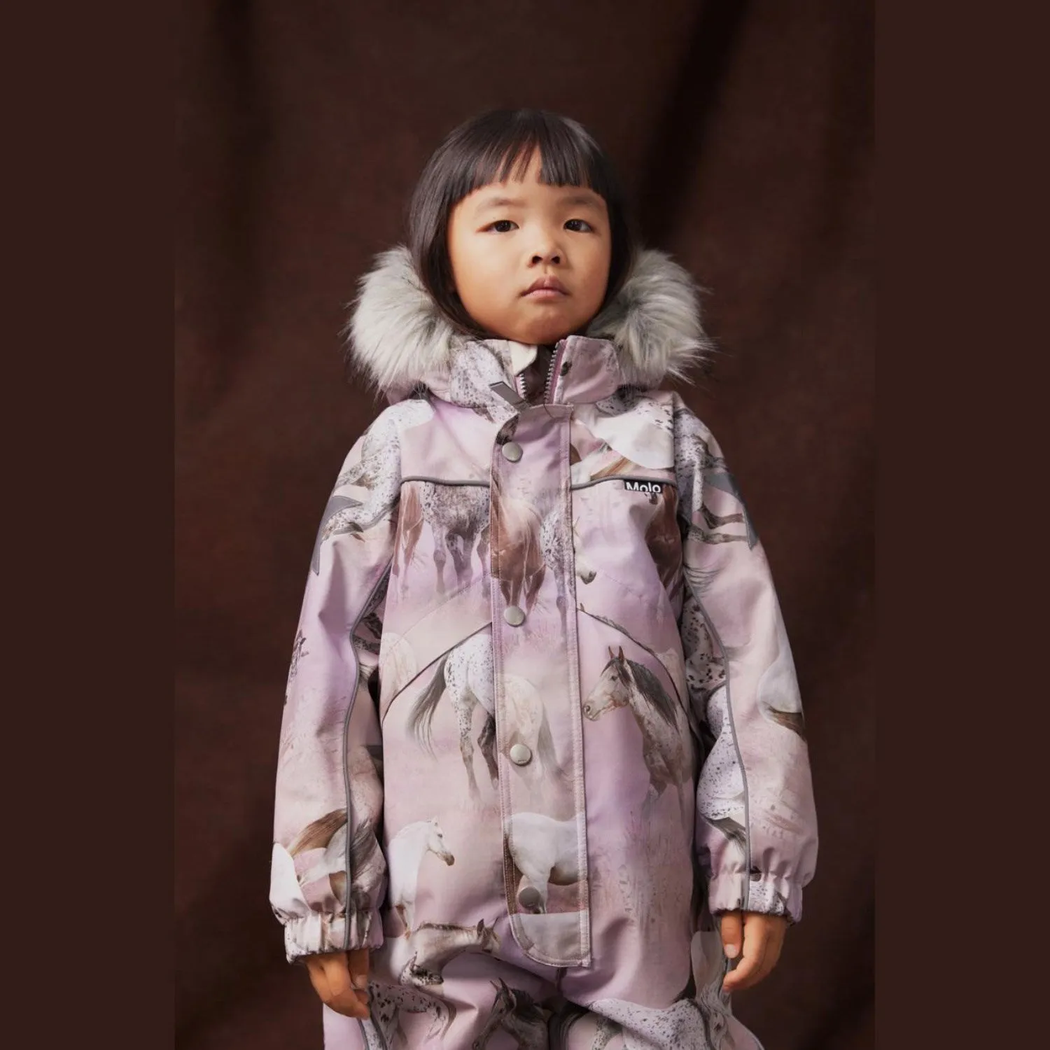 Anti-bacterial Molo Dreamy Horses Polaris Fur Snowsuit