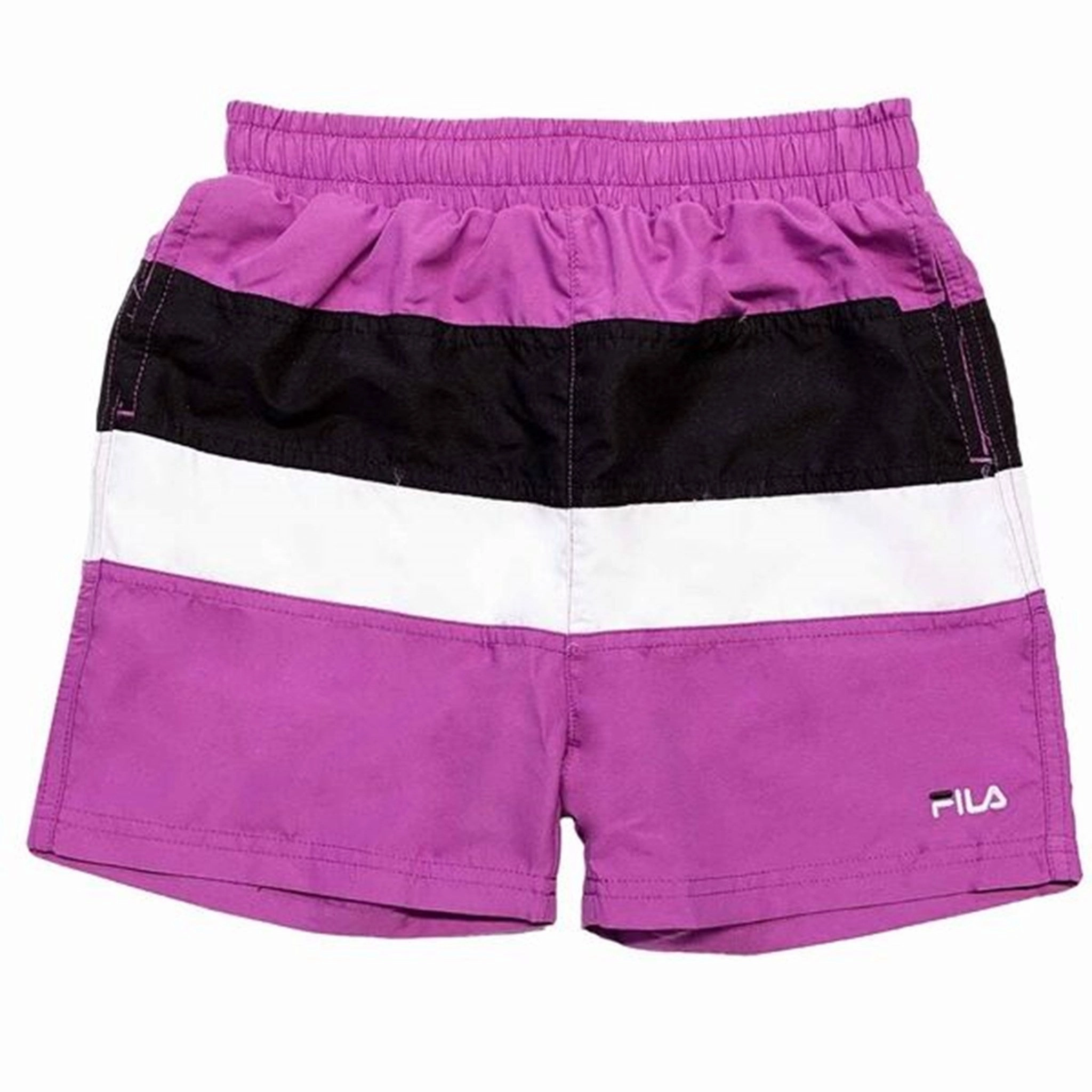 Glossy Finish Fila Bela Purple Cactus Flower Black Bright White Swim Shorts