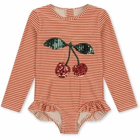 Konges Sl?jd Jade Ls Swimsuit Glitter Stripe Island Life