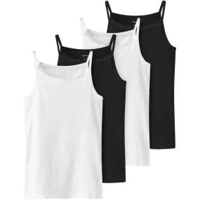 Blend fitness clothes Name It Black Strap Top 4-Pack Black White Solid Noos