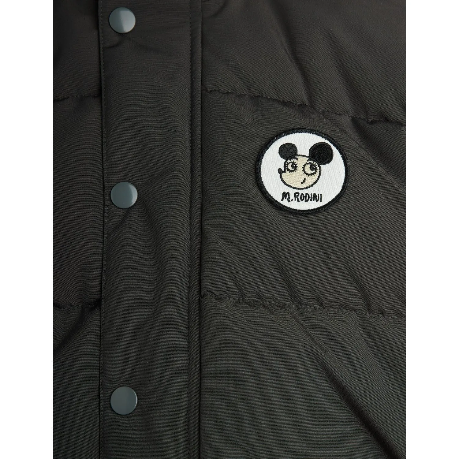 Mini Rodini Black Ritzratz Patch Puffer Cozy Jacket Slide