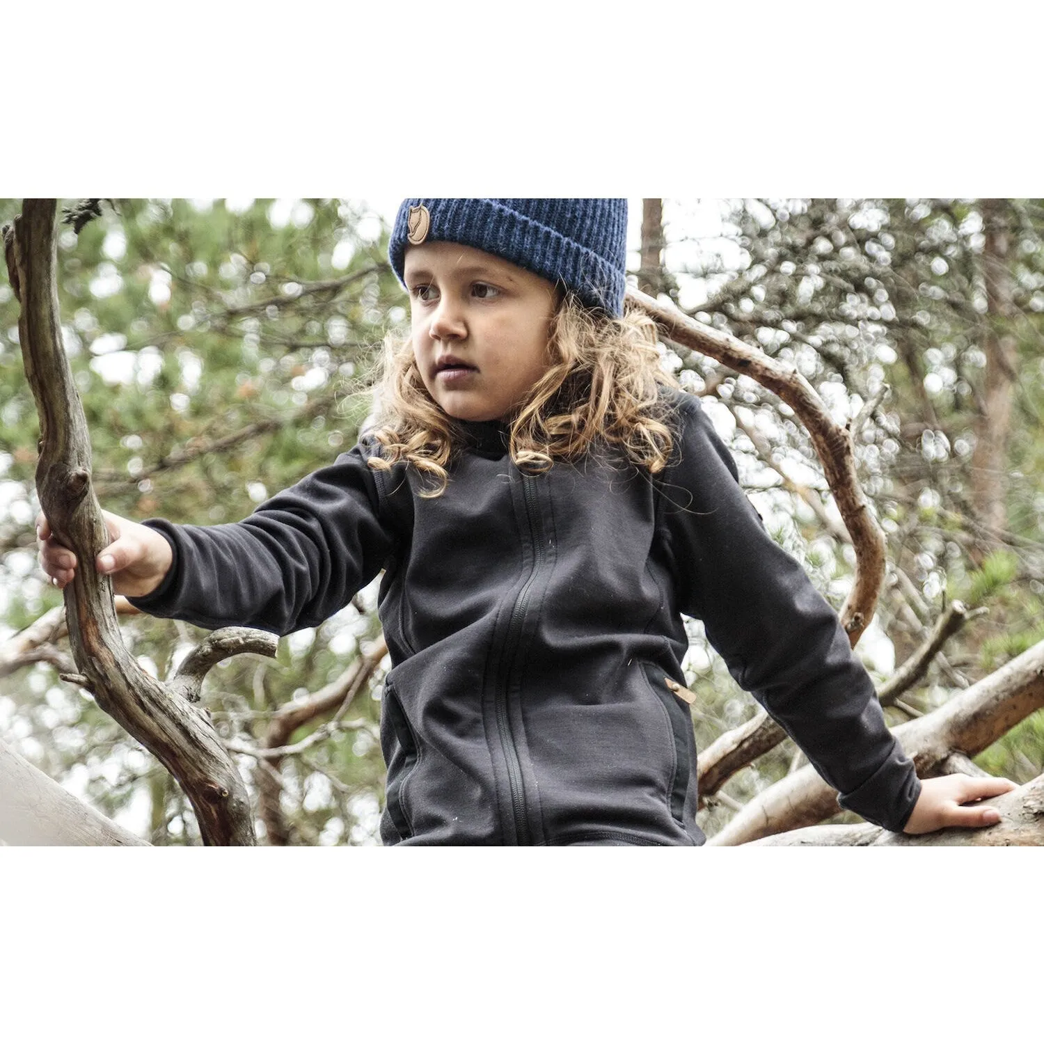Fj?llr?ven Dark Navy Kids Keb Fleece Hoodie Microfiber Blend Soft Core
