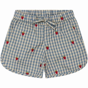 Hassle free maintenance Sporty Comfort Fl?ss Polly Shorts Berry/Blue Gingham