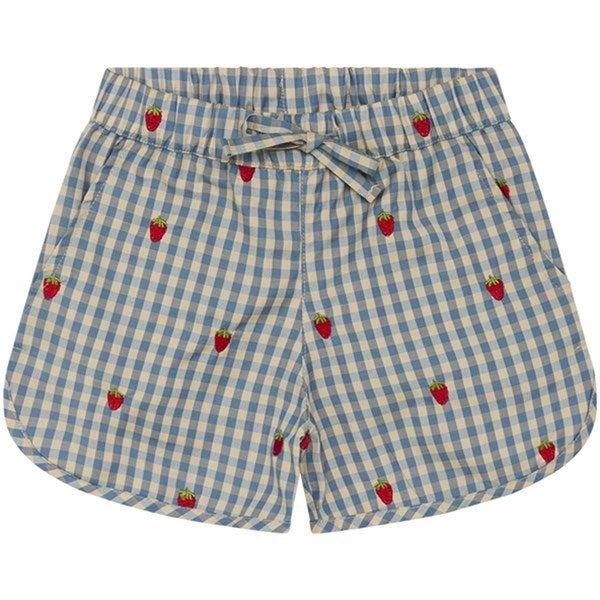 Hassle free maintenance Sporty Comfort Fl?ss Polly Shorts Berry/Blue Gingham