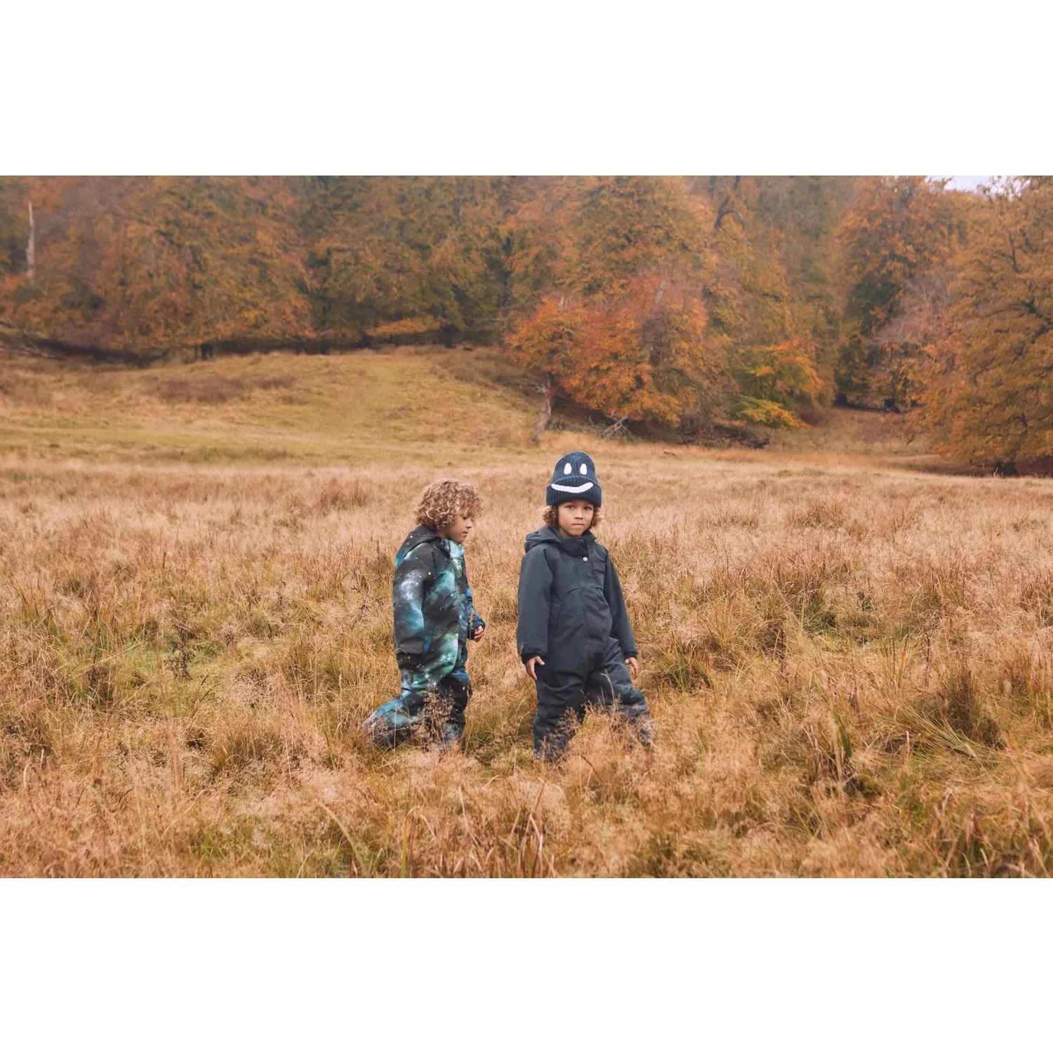 Sustainable-Lining Patterned-Fabric Molo Night Navy Pingo Junior Snowsuit