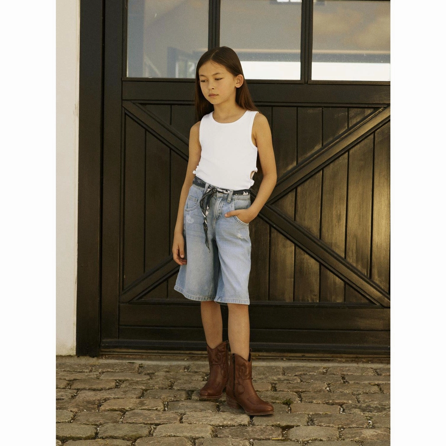 Tailored Cut Snag Free Material Name It Medium Blue Denim Bella Skater Shorts