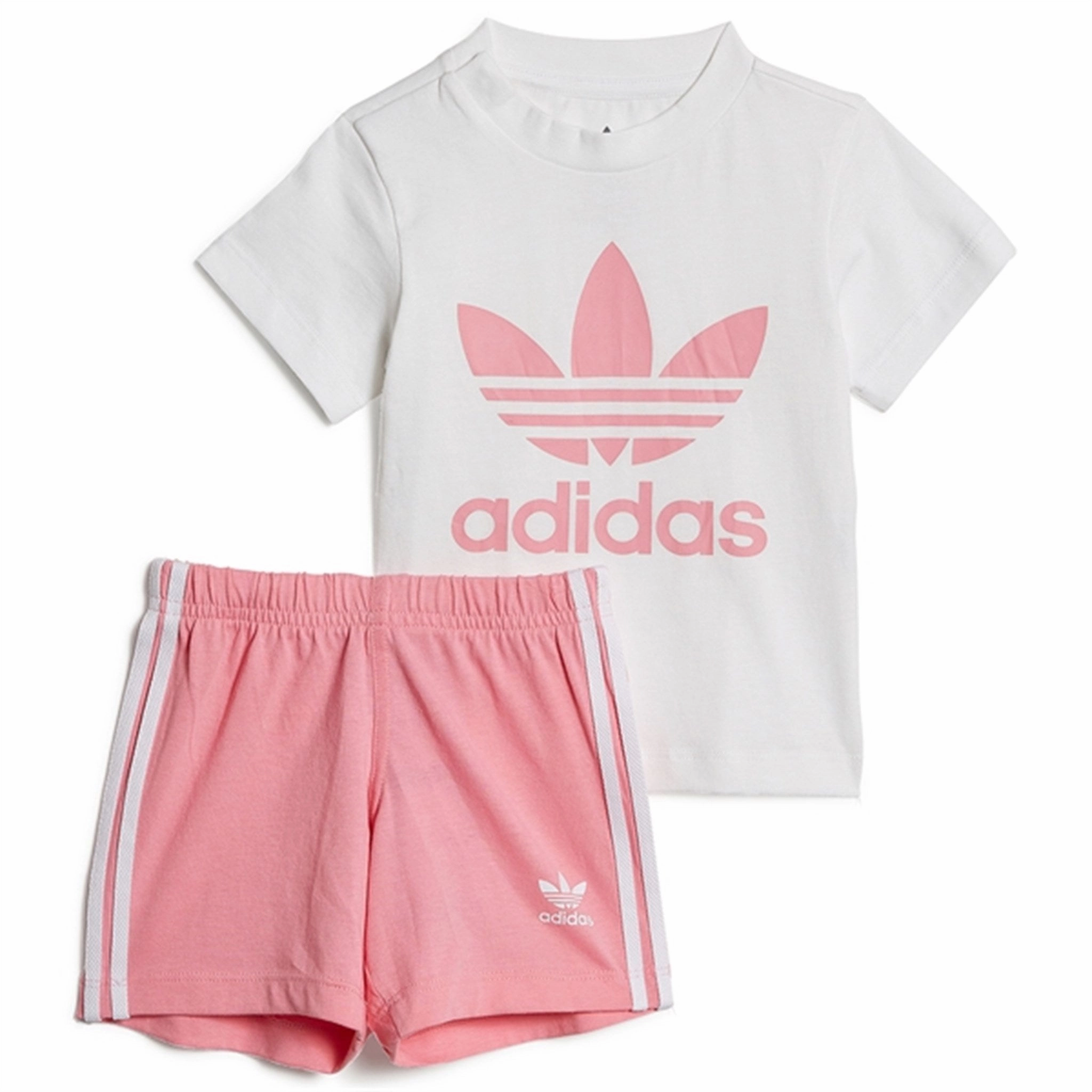 adidas Originals White / Pink Shorts Tee Set Designer Style skiing outfit