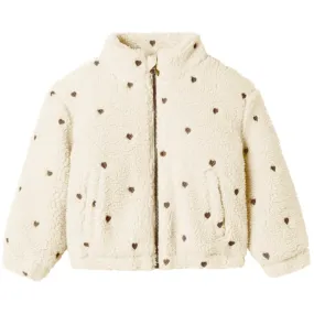 Lil'Atelier Turtledove Emb. Hearts Nmfnalo Sherpa Loose Jacket Lil Weekend Ready