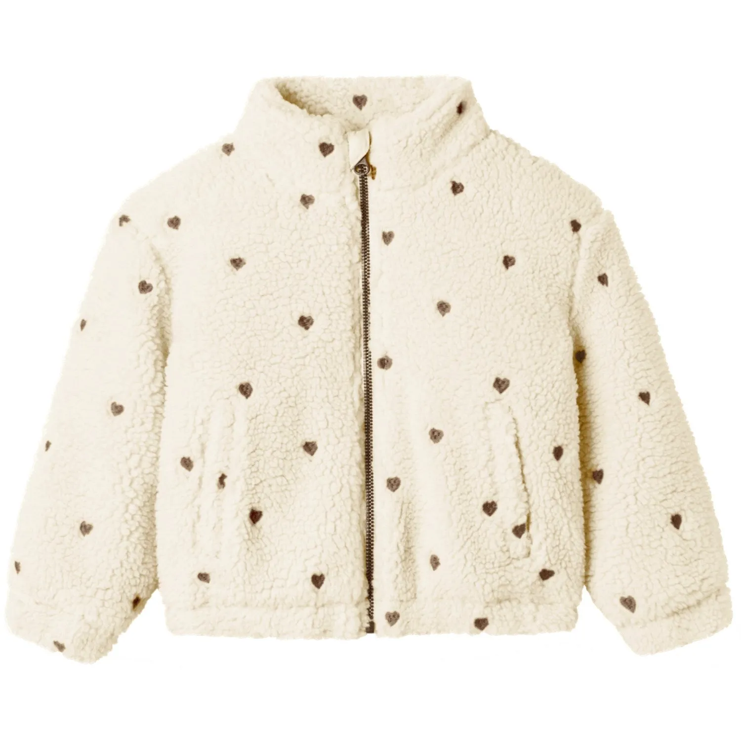 Lil'Atelier Turtledove Emb. Hearts Nmfnalo Sherpa Loose Jacket Lil chefs ThermalRetention