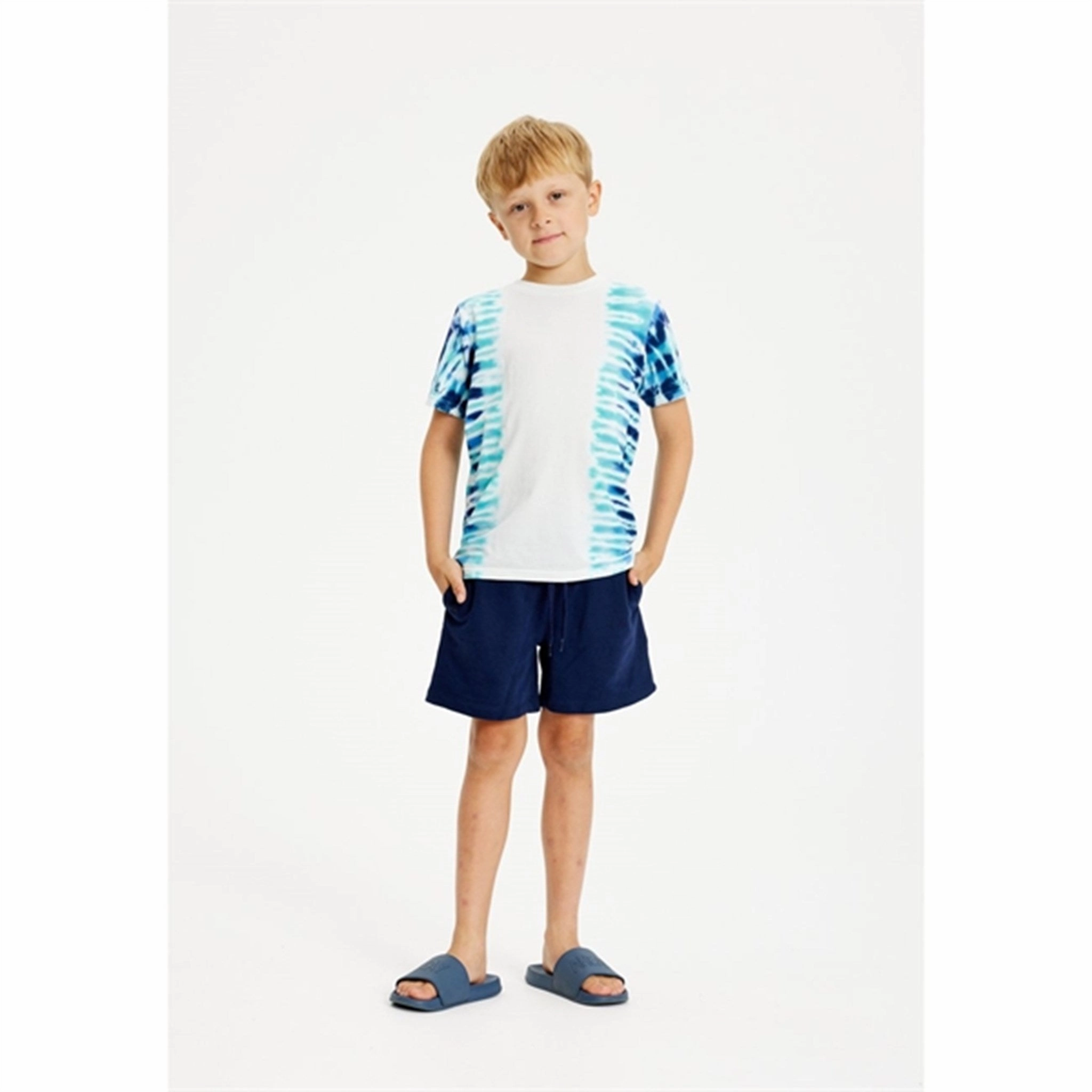 THE NEW Navy Blazer Gonzo Sweat Shorts All Day Striped Design