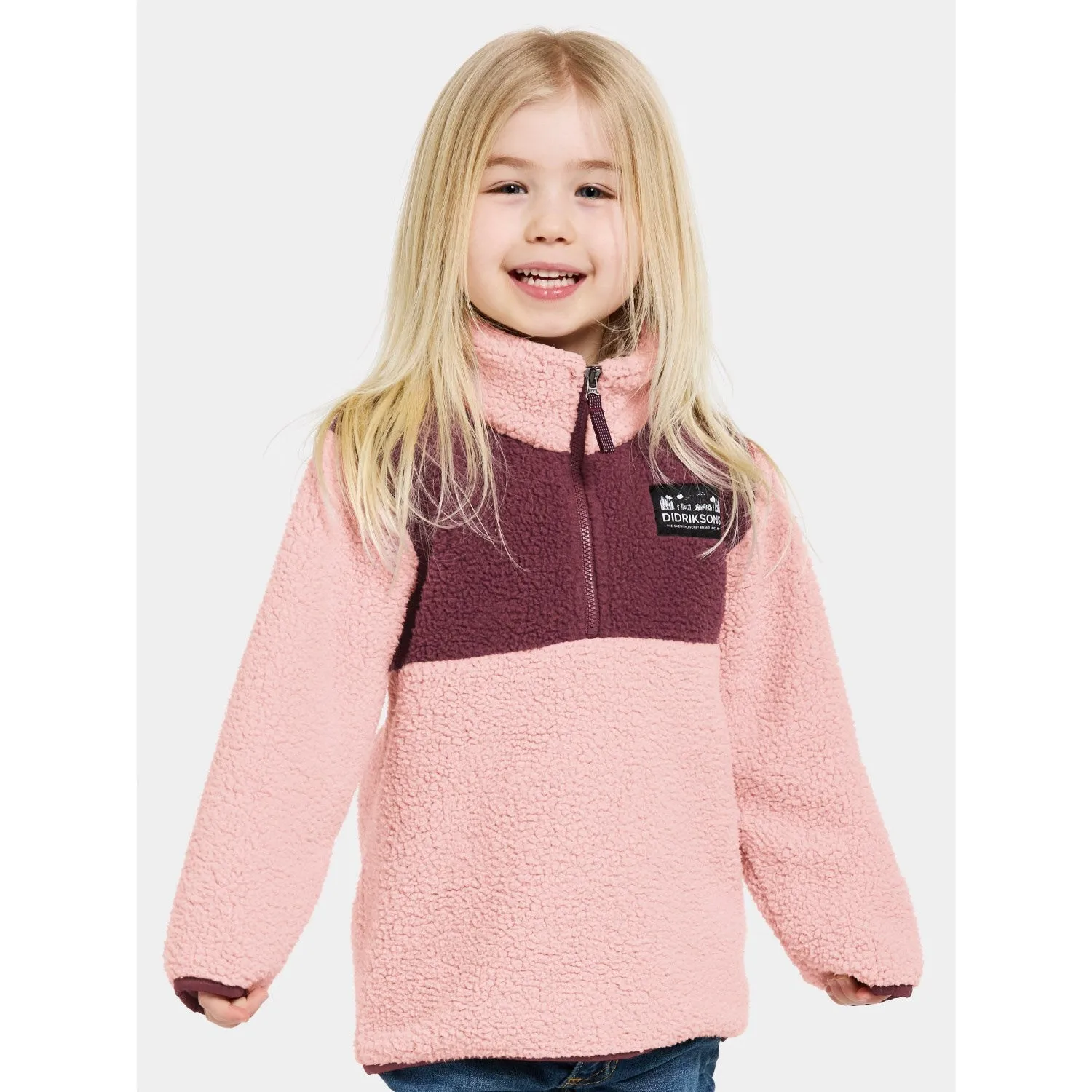 Didriksons Dusty Pink Gosig Kids Halfzip Fleece Jacket Easy Movement Holiday look
