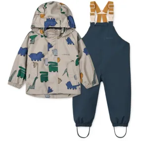 LIEWOOD Dinosaurs / Mist Manu Rainwear Set Timeless Style