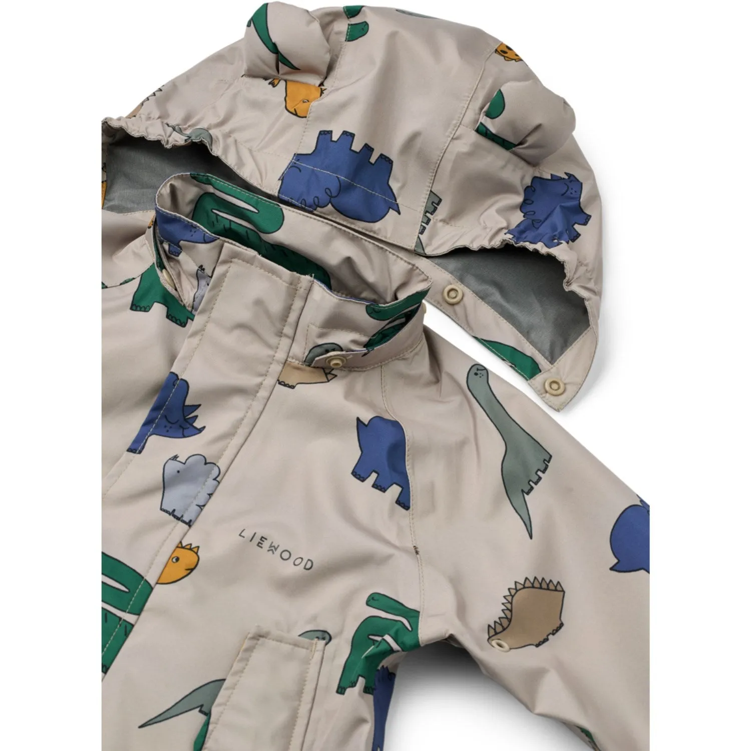 LIEWOOD Dinosaurs / Mist Manu Rainwear Set Light Shell Thermal Lining