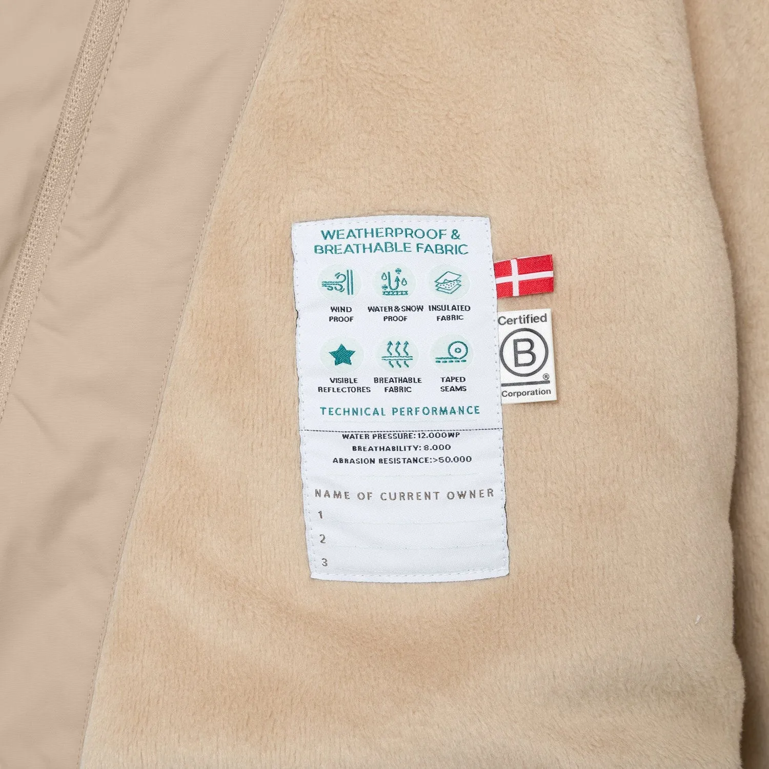 Mini A ture Savannah Tan Matwang Fleece Lined Winter Jacket. GRS Defend Shawl