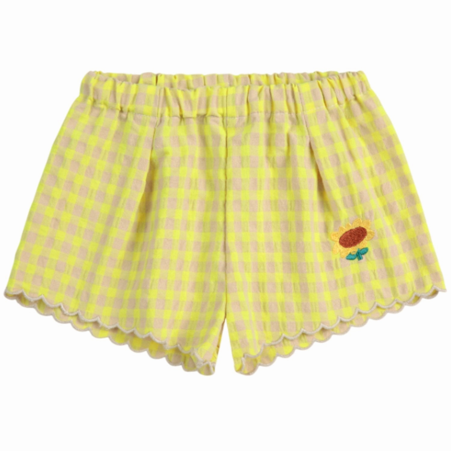 Bobo Choses Multicolor Vichy Ruffle Woven Shorts Flatlock Seams Stretchy Hemline