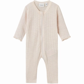 Name It Lilac Ash Wossa Wool/Silk Rib Nightsuit Minimal Loose Yoga Family