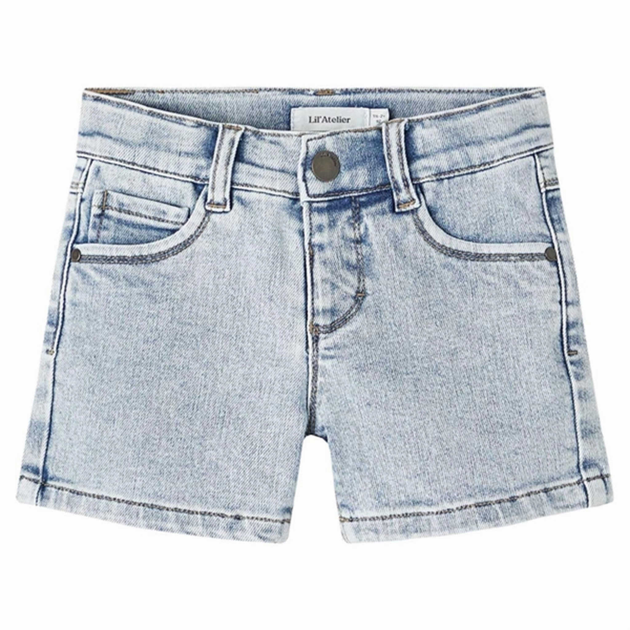 Lil'Atelier Light Blue Denim Ben Loose Denim Shorts Colorfast Treatment