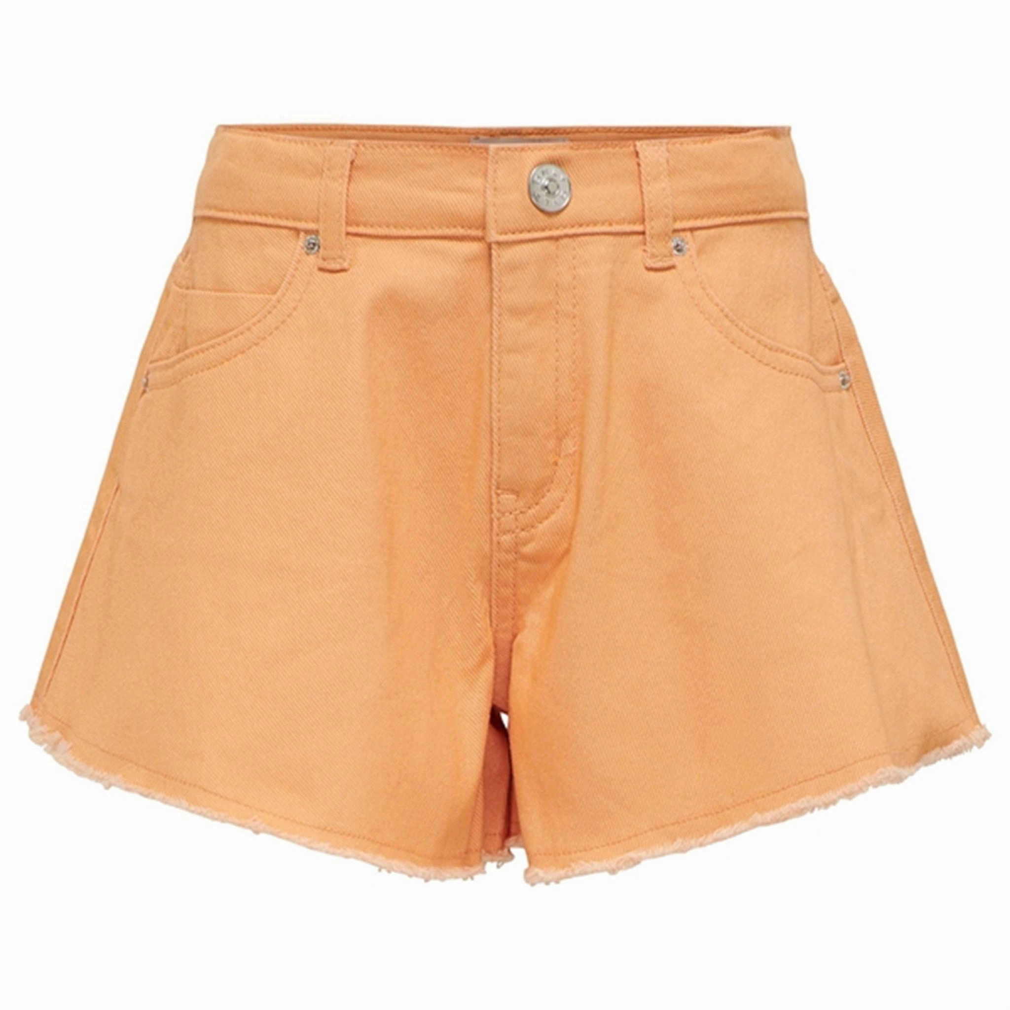 Kids ONLY Orange Chiffon Chiara Wave Shorts Street Fashion Crisp Look