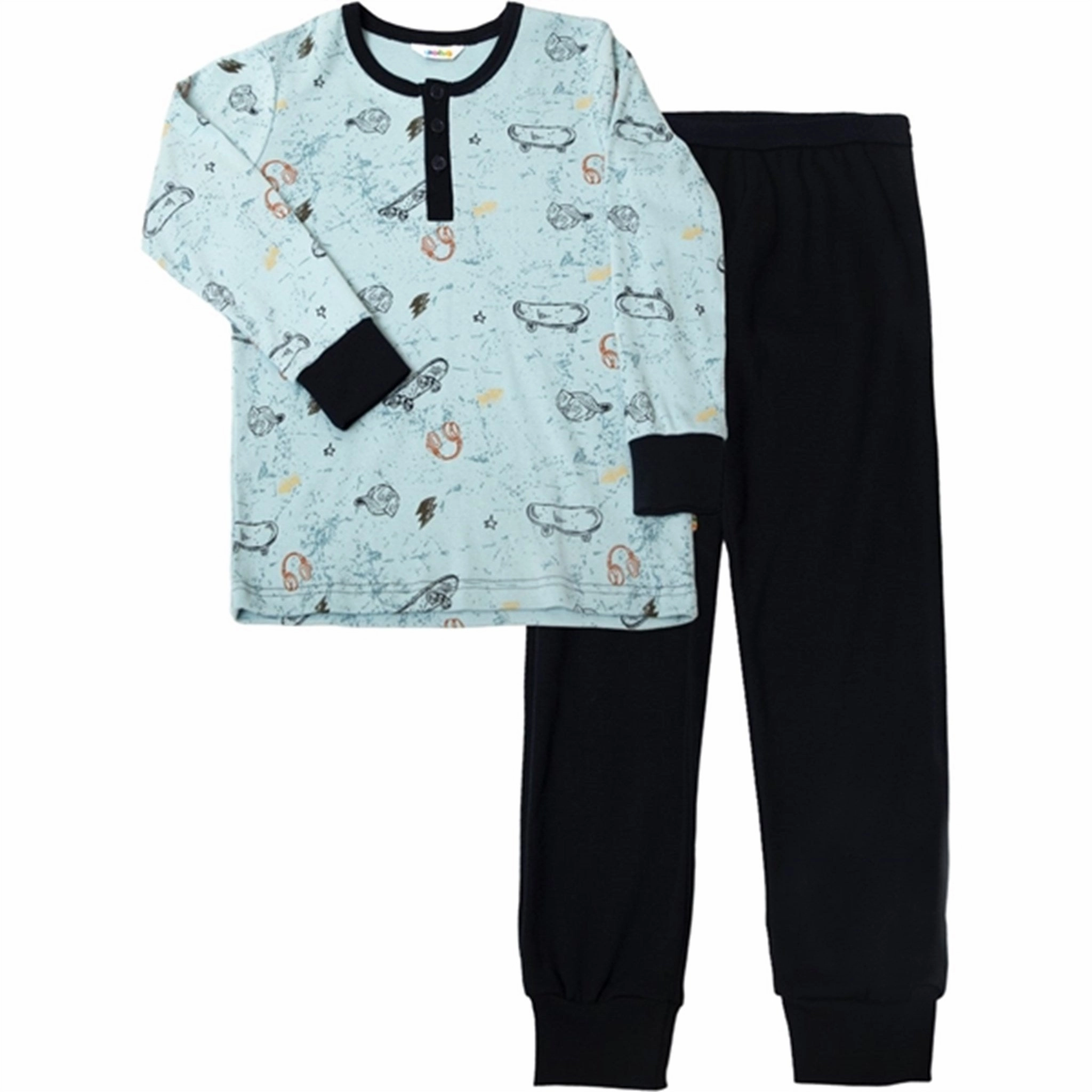 Joha Cotton Blue AOP Pyjamas Layered Collar